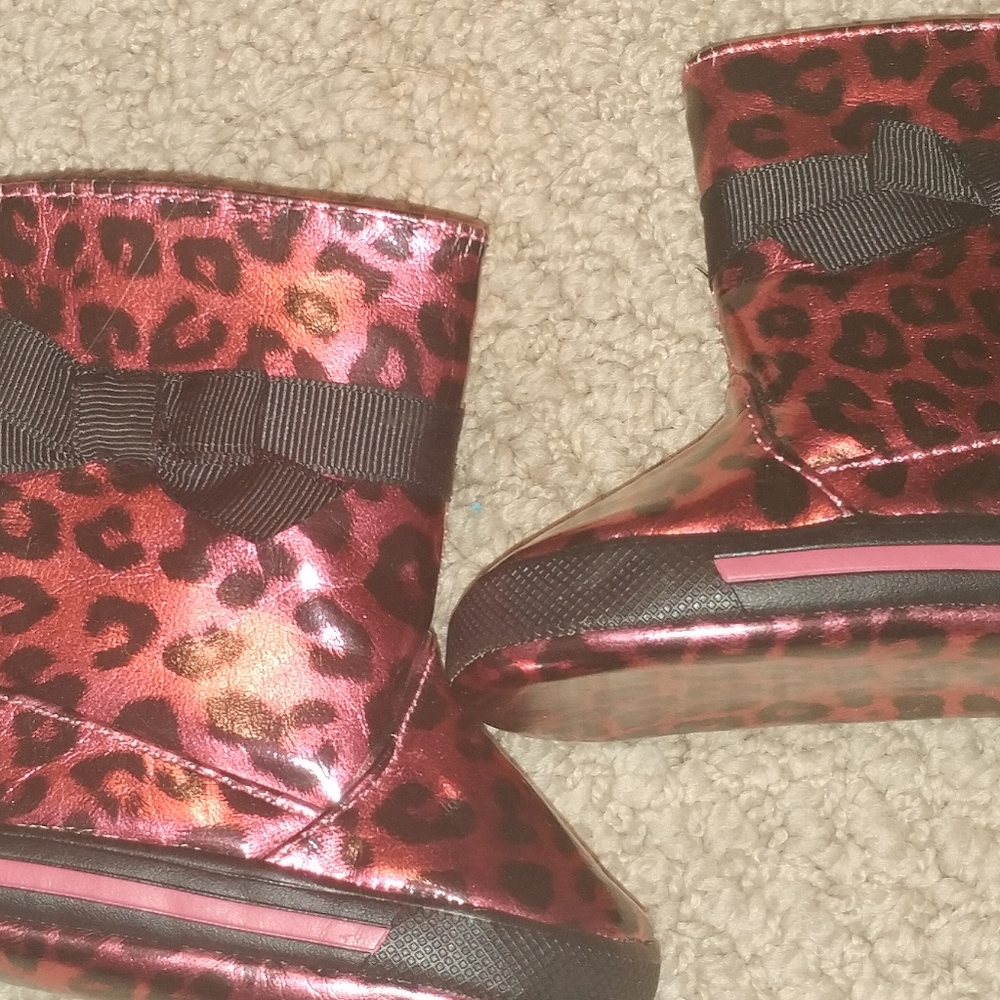 Toddler Girls Metallic Cheetah Print Boots Size 3